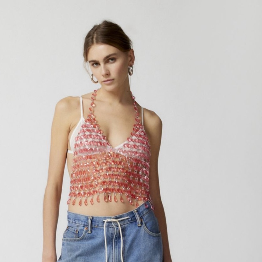 Limelight Beaded Halter Top Urban Outfitters